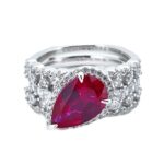 925 Silver Lab-Created Ruby Stacking Ring - Model ZHF-R1328R - Image 4