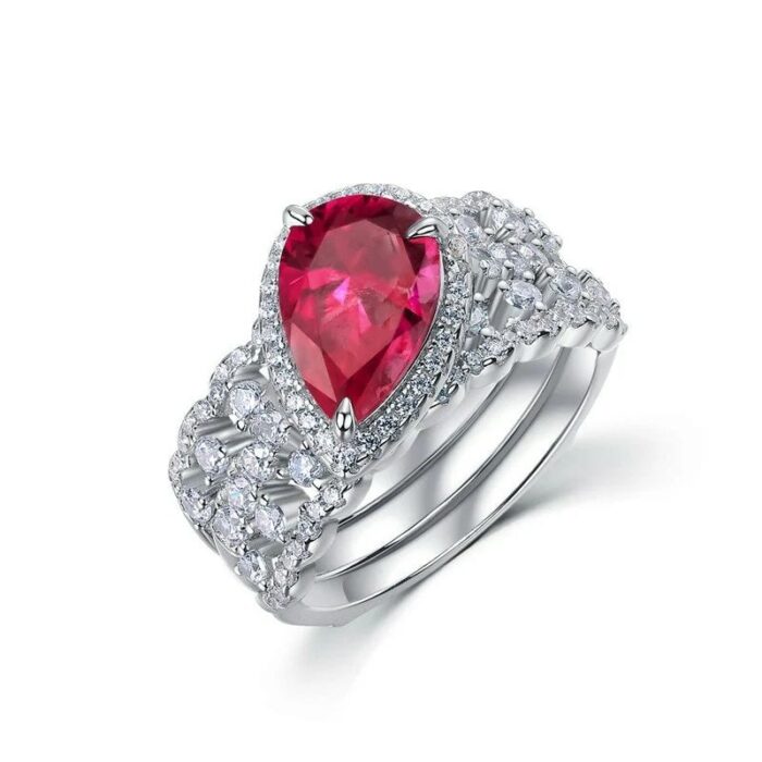 925 Silver Lab-Created Ruby Stacking Ring - Model ZHF-R1328R - Image 1