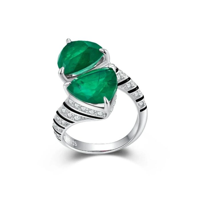 925 Silver Glass Ring - Model ZHF-R1374 - Image 1