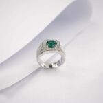 925 Silver Lab-Created Emerald Ring - Model ZHF-R1377L - Image 3