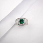 925 Silver Lab-Created Emerald Ring - Model ZHF-R1377L - Image 4
