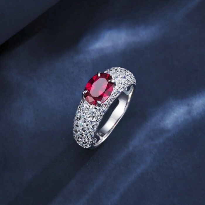 925 Silver Lab-Created Ruby Ring - Model ZHF-R1437R - Image 2