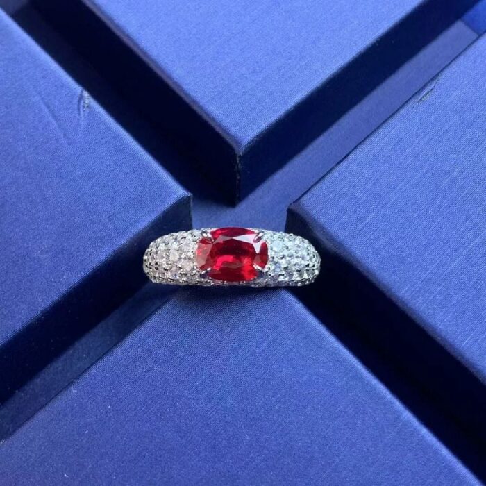 925 Silver Lab-Created Ruby Ring - Model ZHF-R1437R - Image 4