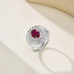 925 Silver Lab-Created Ruby Ring - Model ZHF-R1440R - Image 2