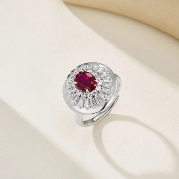 925 Silver Lab-Created Ruby Ring - Model ZHF-R1440R - Image 2