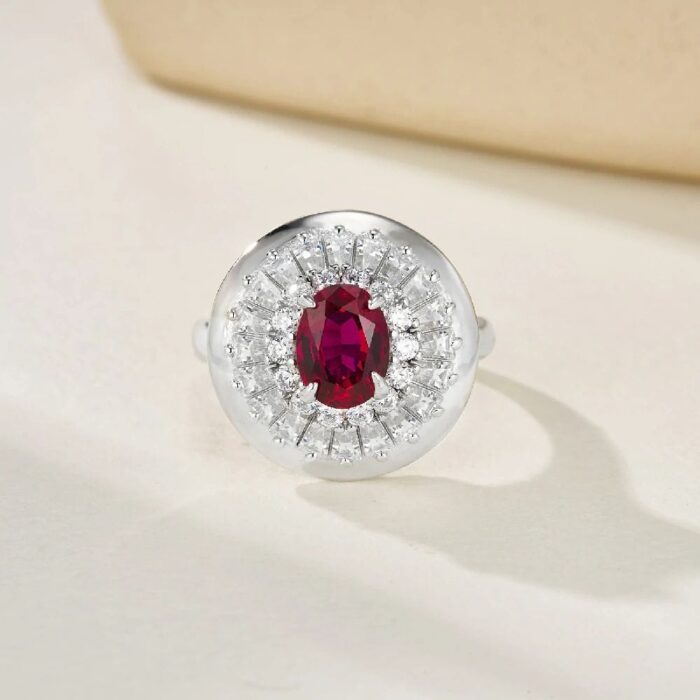 925 Silver Lab-Created Ruby Ring - Model ZHF-R1440R - Image 3