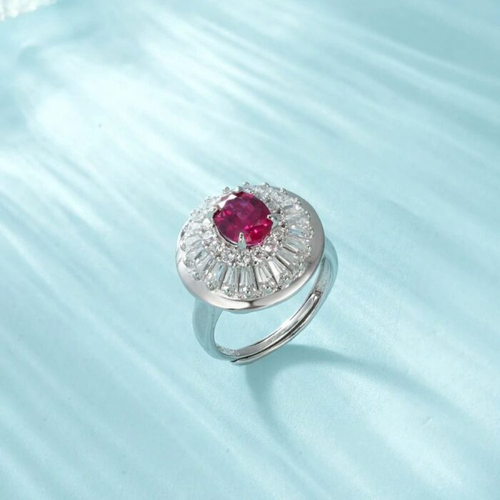 925 Silver Lab-Created Ruby Ring - Model ZHF-R1440R - Image 5