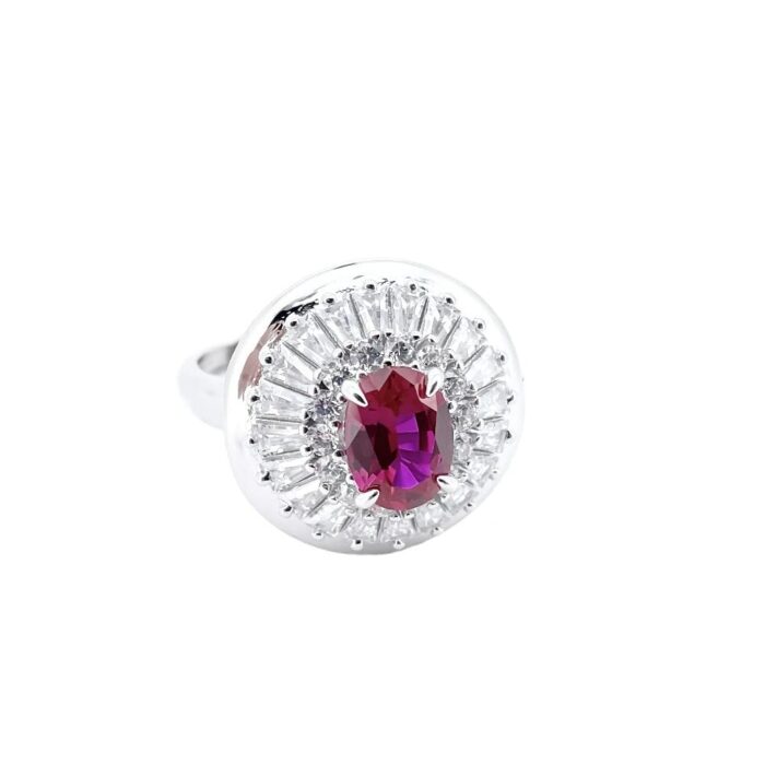 925 Silver Lab-Created Ruby Ring - Model ZHF-R1440R - Image 1