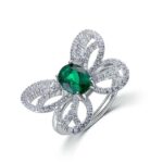925 Silver Lab-Created Emerald Ring - Model ZHF-R1619