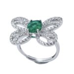 925 Silver Lab-Created Emerald Ring - Model ZHF-R1619 - Image 2