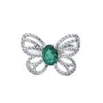 925 Silver Lab-Created Emerald Ring - Model ZHF-R1619 - Image 3