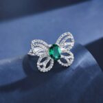925 Silver Lab-Created Emerald Ring - Model ZHF-R1619 - Image 4