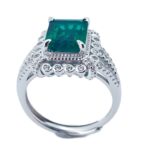 S925 Silver Lab-Created Emerald Ring - Model ZHF-R1630 - Image 2