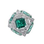 925 Silver Lab-Created Emerald Ring - Model ZHF-R1637L - Image 2
