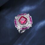 925 Silver Lab-Created Ruby Ring - Model ZHF-R1637R - Image 4