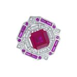 925 Silver Lab-Created Ruby Ring - Model ZHF-R1637R - Image 2