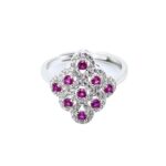 S925 Silver Lab-Created Ruby Ring - Model ZHF-R1661R