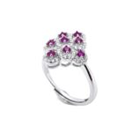 S925 Silver Lab-Created Ruby Ring - Model ZHF-R1661R - Image 2