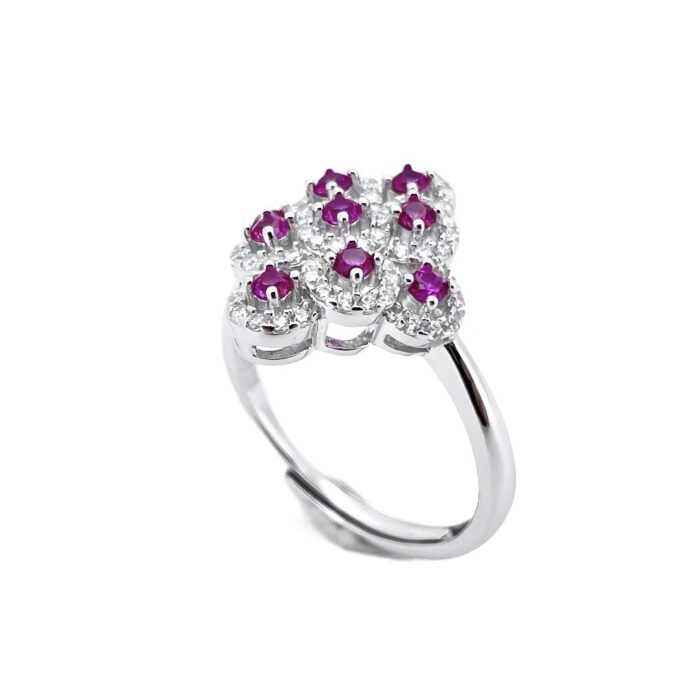 S925 Silver Lab-Created Ruby Ring - Model ZHF-R1661R - Image 2