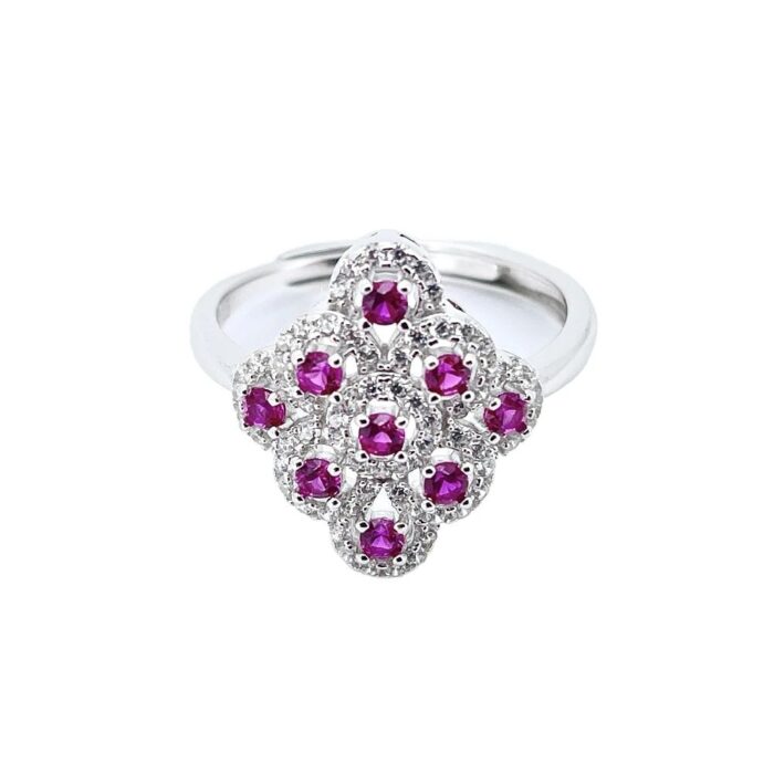 S925 Silver Lab-Created Ruby Ring - Model ZHF-R1661R - Image 1