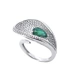 S925 Silver Lab-Created Emerald Ring - Model ZHF-R202318
