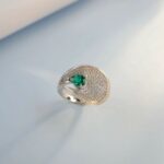 S925 Silver Lab-Created Emerald Ring - Model ZHF-R202318 - Image 3