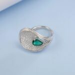 S925 Silver Lab-Created Emerald Ring - Model ZHF-R202318 - Image 5