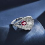S925 Silver Lab-Created Ruby Ring - Model ZHF-R202318R - Image 3