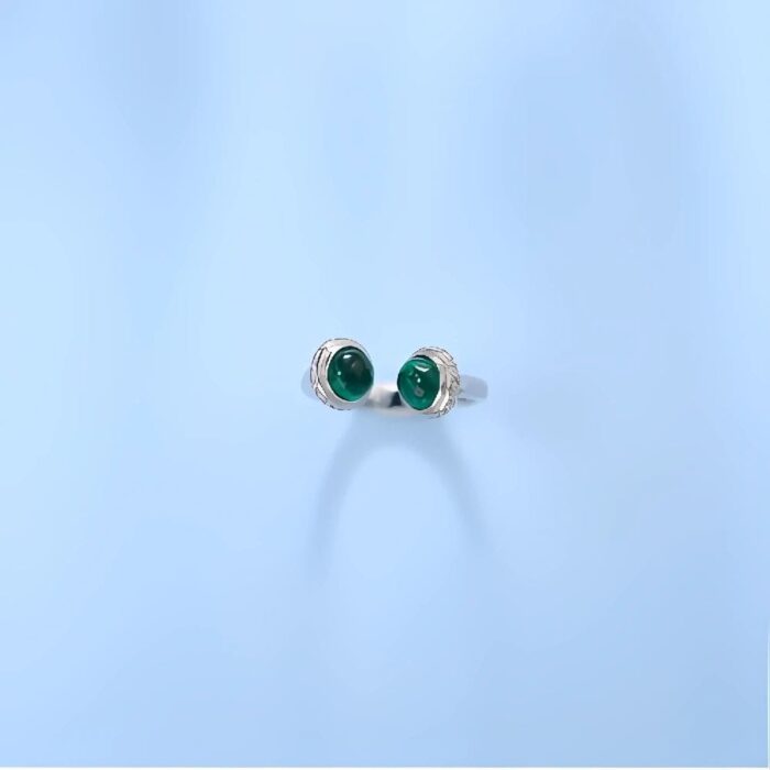 Lab-Created Emerald Ring in 925 Silver - Model ZHF-R202502 - Image 3