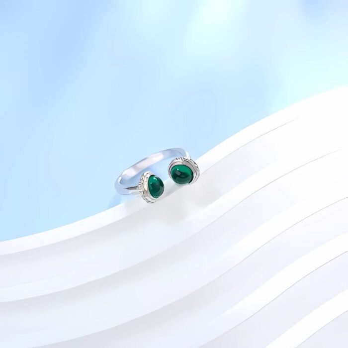 Lab-Created Emerald Ring in 925 Silver - Model ZHF-R202502 - Image 4