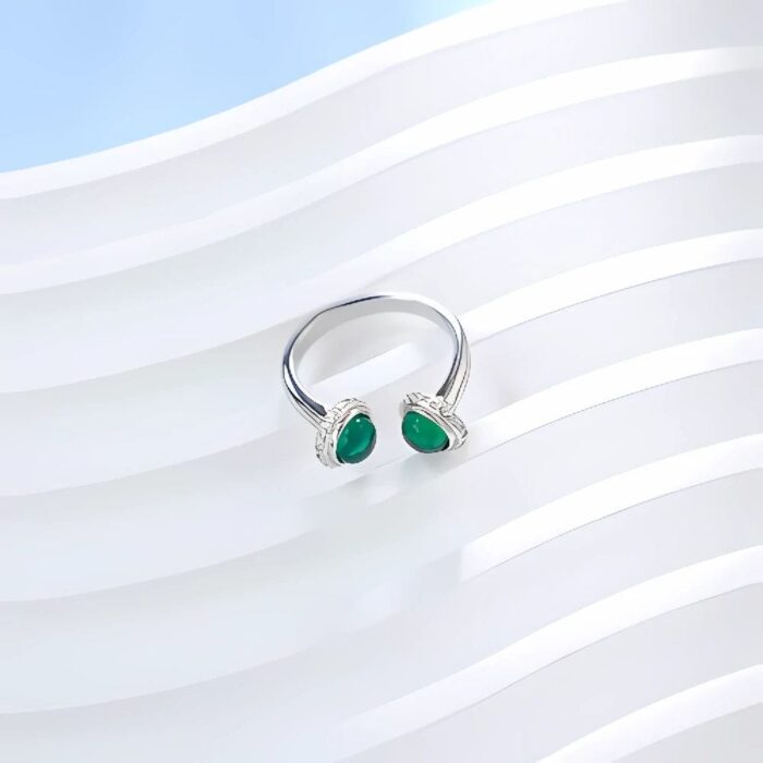 Lab-Created Emerald Ring in 925 Silver - Model ZHF-R202502 - Image 5