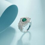 925 Silver Lab-Created Emerald Ring - Model ZHF-RDXY05L - Image 2
