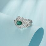 925 Silver Lab-Created Emerald Ring - Model ZHF-RDXY05L - Image 3