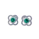 925 Silver Lab-Created Emerald Earrings - Model ZHF0002 - Image 2