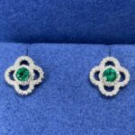 925 Silver Lab-Created Emerald Earrings - Model ZHF0002 - Image 4