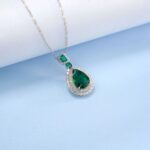 925 Silver Cultured Emerald Necklace ZHF00406 - Image 2