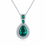925 Silver Cultured Emerald Necklace ZHF00406