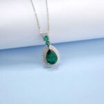 925 Silver Cultured Emerald Necklace ZHF00406 - Image 3