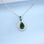 925 Silver Cultured Emerald Necklace ZHF00406 - Image 4