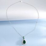 925 Silver Cultured Emerald Necklace ZHF00406 - Image 5