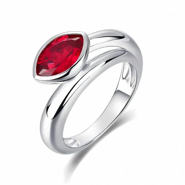 Lab-Created Ruby Ring in 925 Silver - Model ZHFE09R - Image 1