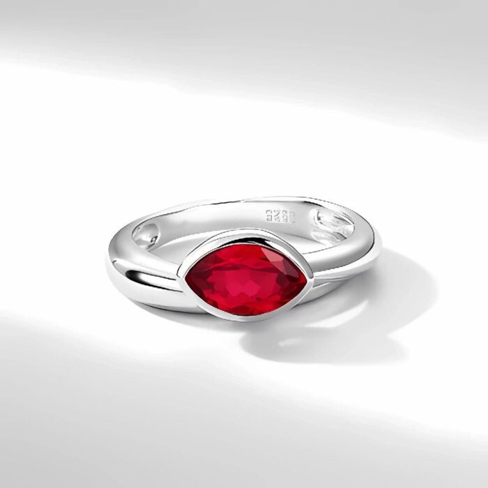 Lab-Created Ruby Ring in 925 Silver - Model ZHFE09R - Image 2