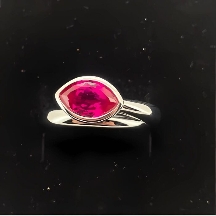 Lab-Created Ruby Ring in 925 Silver - Model ZHFE09R - Image 3