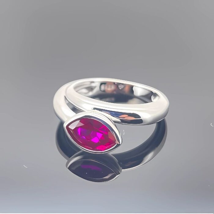 Lab-Created Ruby Ring in 925 Silver - Model ZHFE09R - Image 4