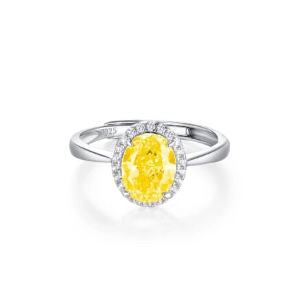 925 Silver Yellow Cubic Zirconia Ring - Model ZHF0537Y