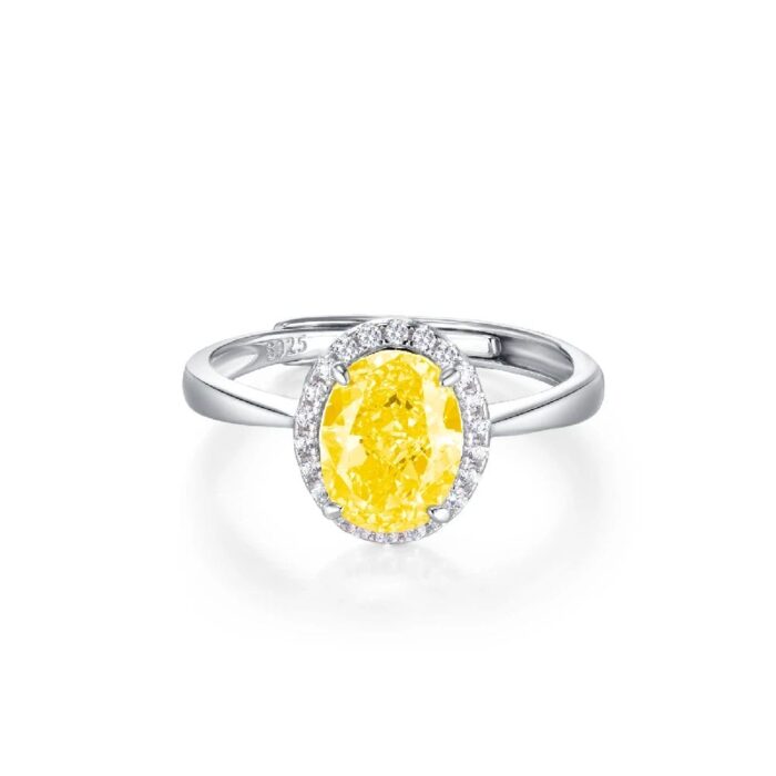 925 Silver Yellow Cubic Zirconia Ring - Model ZHF0537Y - Image 1