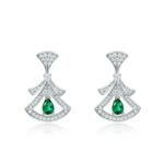 925 Silver Lab-Created Emerald Drop Earrings - Model ZHF2020622