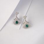 925 Silver Lab-Created Emerald Drop Earrings - Model ZHF2020622 - Image 2
