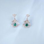 925 Silver Lab-Created Emerald Drop Earrings - Model ZHF2020622 - Image 3