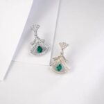 925 Silver Lab-Created Emerald Drop Earrings - Model ZHF2020622 - Image 4